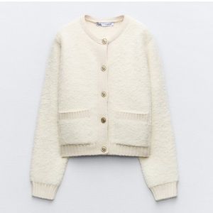 Zara Bouclé Jacke Khaki Goldknöpfe (Gebraucht) In Pfäffikon SZ Für CHF